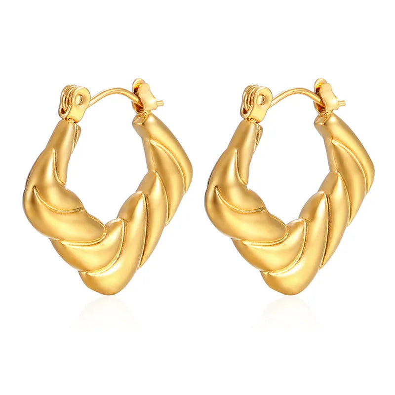 Vintage Style Geometric Plating Stainless Steel Anti-Tarnish Hoop Earrings