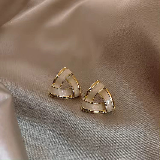 White Color Geometric Triangle Earrings