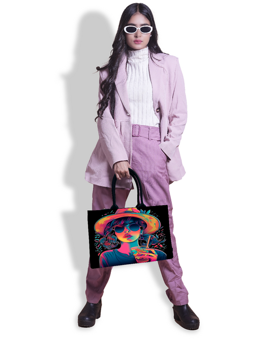 In Voguish Tote Bag Embossed designed with neon ledy
