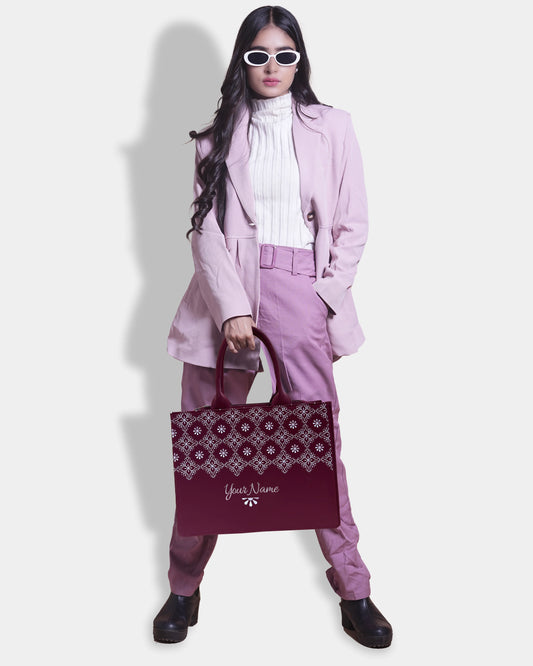 Cultural Wine Elegance Embossed Customized Tote Bag