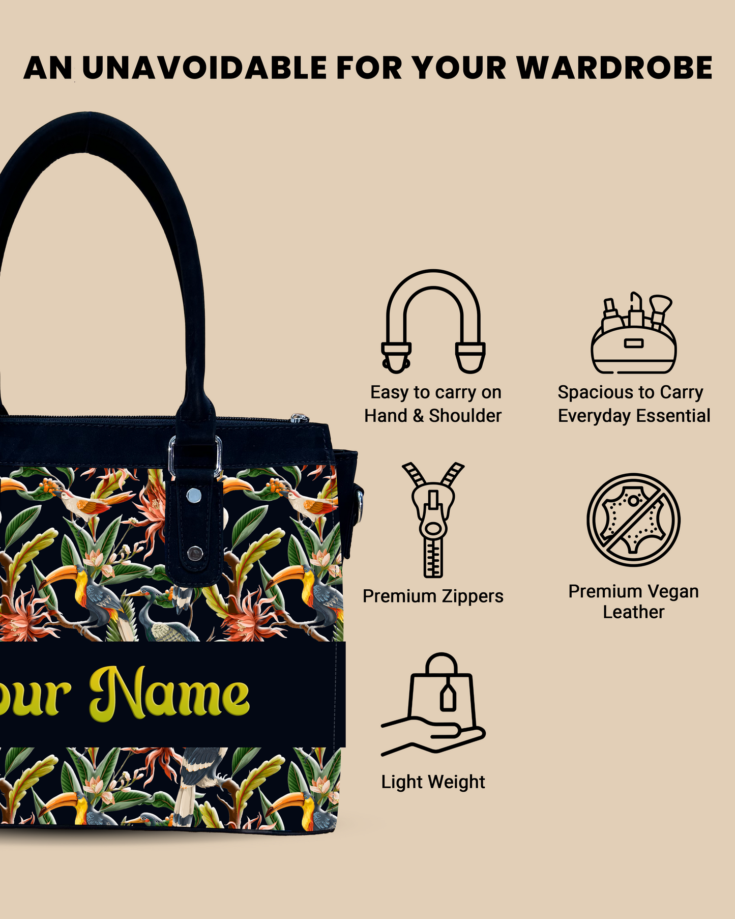 Aurelia Hornbill , Careens  Birds And Tropical Flowers Designer Sling Bag for Everyday Use