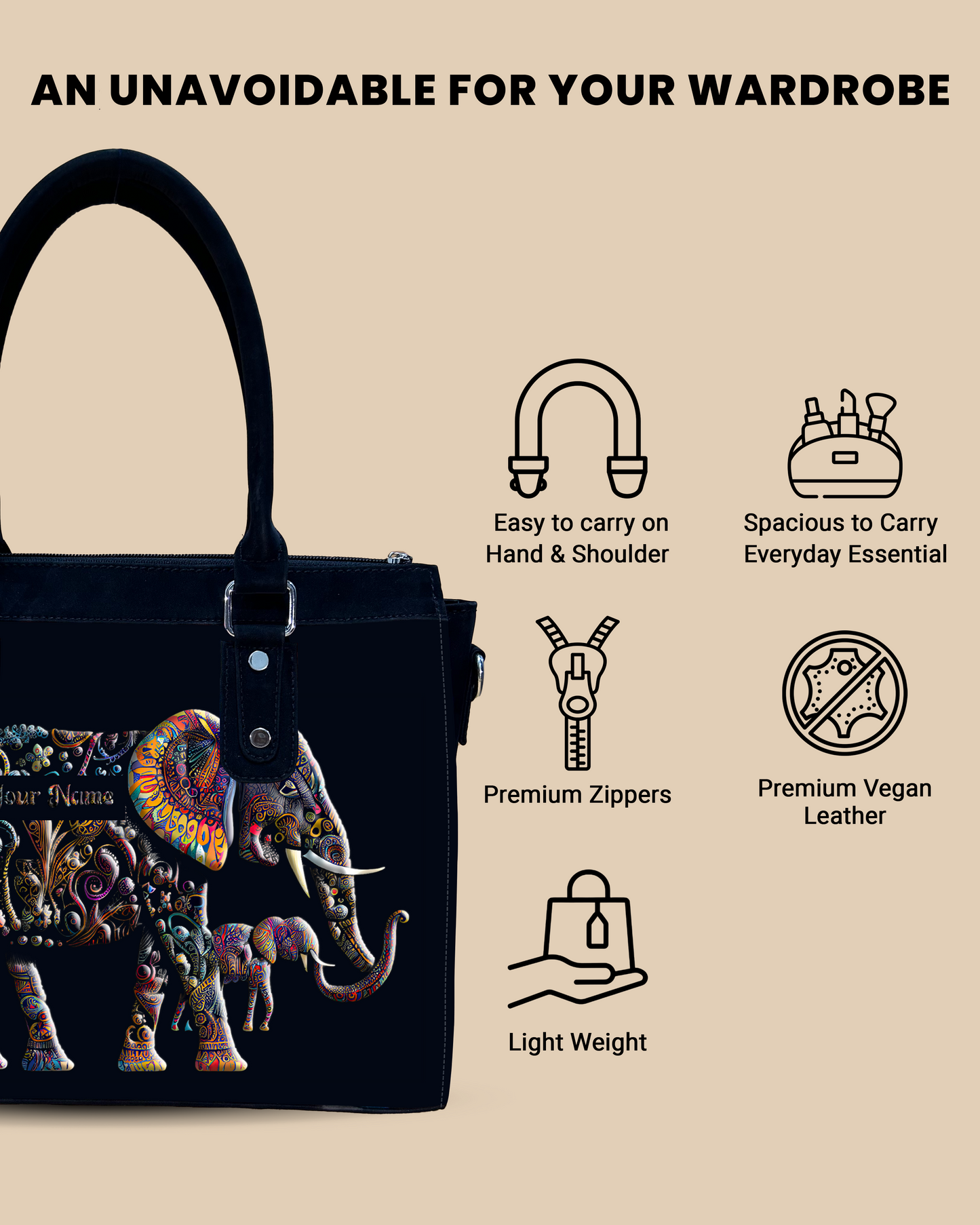 Aurelia Pattern Of Baby And Mother Elephant Designer Sling Bag for Everyday Use