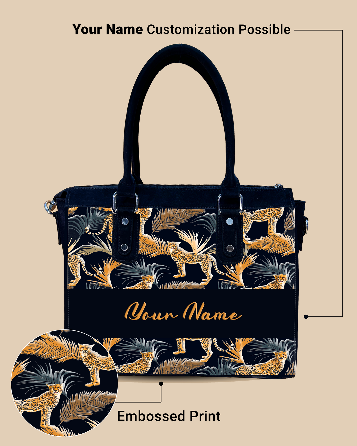 Aurelia Marine Pattern Background And Leopard Palms Designer Sling Bag for Everyday Use